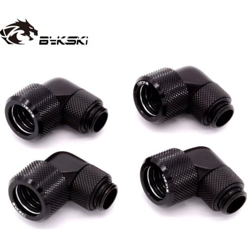 Bykski 90 Degree OD12mm/OD14mm/OD16mm Rotary Fitting Hand Compression Fitting G1/4'' Pipe use for Hard/Rigidity Tube 4pcs/lots