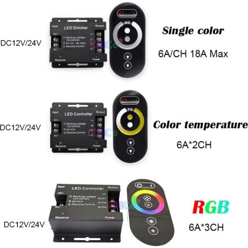 12V 24V 18A 12A Touch Pad Panel LED Strip Controller Single color /Color temperature/ RGB Light RF Wireless Remote dimmer switch