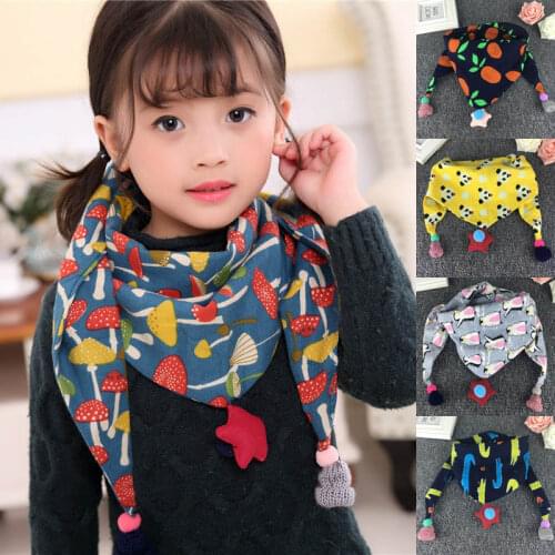 4pcs Baby Girls Triangle Scarves Kids Neckerchief Spring Autumn Cartoon Print Girl Warm Collar Toddler Boys Neck Wear Baby Scarf