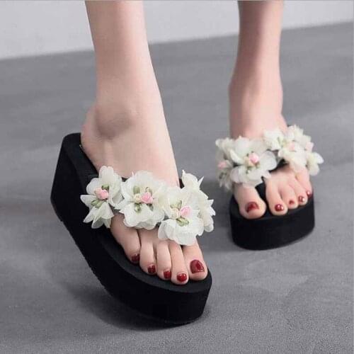 Summer Woman Shoes Platform bath slippers Wedge Beach Flip Flops High Heel Slippers For Women Brand Black EVA Ladies Shoes