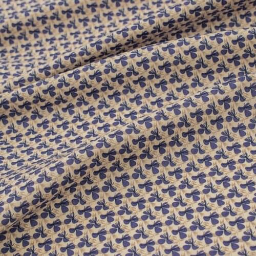 Blue Flowers On Deep Yellow Pure Cotton Fabric For Summer Dress Ткань Хлопок Tissu Telas Sewing Tela Tecido Ткани Stof Stoff DIY