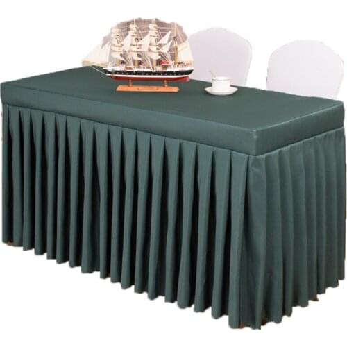 Purple plain polyester hotel conference table skirting cover can do customized size