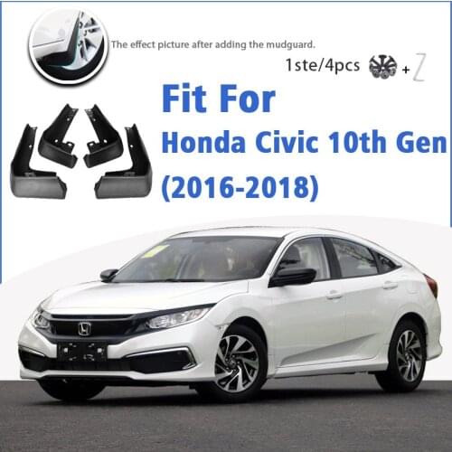 Mudguard For Honda Civic 10th Gen FC FC1 FC2 FC5 2016-2018 Front Rear 4pcs Mudflaps Mudguards Splash Guard Fender Mud Flap