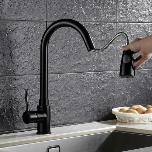 GIZERO Sprayer pull out taps cozinha faucet black swivel spout kitchen faucet single handle vessel sink mixer tap kitchen ZR355