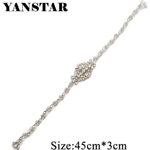 YANSTAR 5PCS Wholesale Rose Gold Crystal Rhinestone Applique Sew On Wedding Dress Sash DIY Bridal Gown Sash YS868