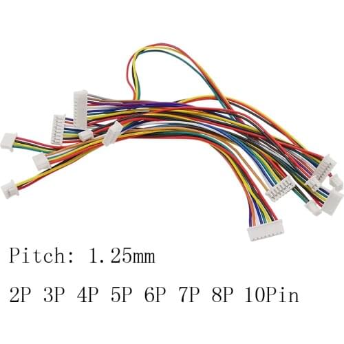 10Pcs JST Cable Connector 15CM 2P 3P 4P 5P 6P 7 P 8Pin 10 Pin JST 1.25mm Double Female Plug Head Electronic Wire Connectors
