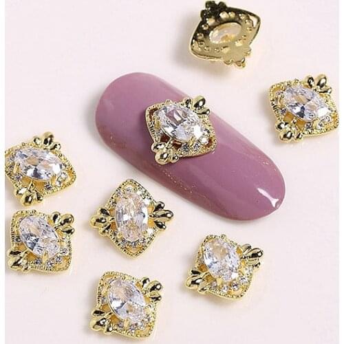 10pcs/lot Luxury Alloy Nail Art Zircon Metal Rhinestones DIY Nails Accessories Professional Supplies Decorations Charms Y47-28