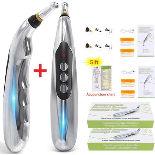2pcs Acupuncture Pen USB Rechargeable Laser Acupuncture Point Detector Massage Pen Massage Tool Body Massagers Muscle Stimulator