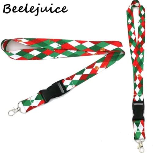 24pcs Christmas Ribbon Pattern Neck Strap Lanyards ID badge card holder keychain Mobile Phone Strap Gift webbing necklace Gifts