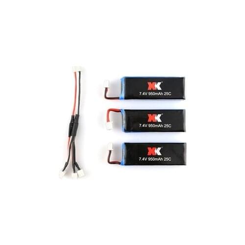 3pcs/Set 7.4V 950mAh Lipo Battery + 3 IN 1 Charging Cable for XK X251 Drone Quadcopter Spare Parts Accessories