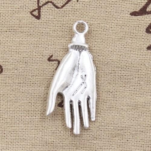 6pcs Charms Hand Palm 41x17mm Antique Silver Color Plated Pendants Making DIY Handmade Tibetan Silver Color Jewelry