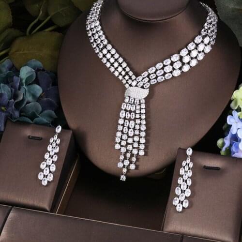 AccKing 2pcs Bridal Zirconia Full Jewelry Sets For Women Party, Luxury Dubai Nigeria CZ Crystal Wedding Jewelry Sets