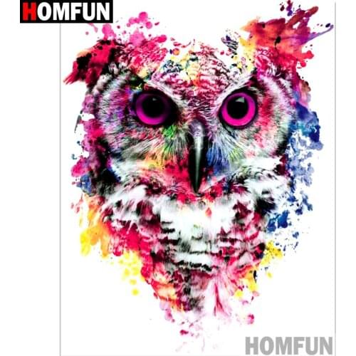 HOMFUN Full Square/Round Drill 5D DIY Diamond Painting "Colored owl" Embroidery Cross Stitch 3D Home Decor Gift A11671