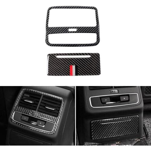 Real Carbon Fiber Car Styling Rear Air Condition Air Outlet Panel Cover Trim For Audi A4 B9 A4L 2017 2018