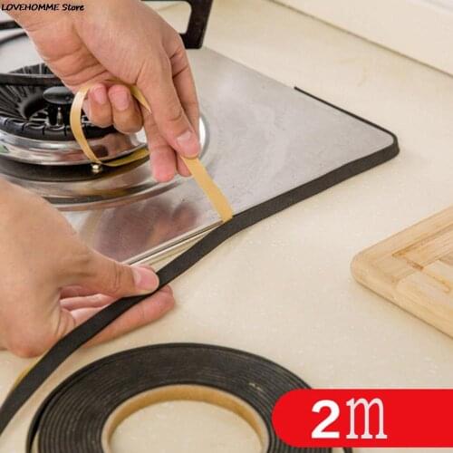 2M Black Self-adhesive Gas stove slit strip Antifouling Dustproof Waterproof seal Kitchen Door Window Sealing Strip