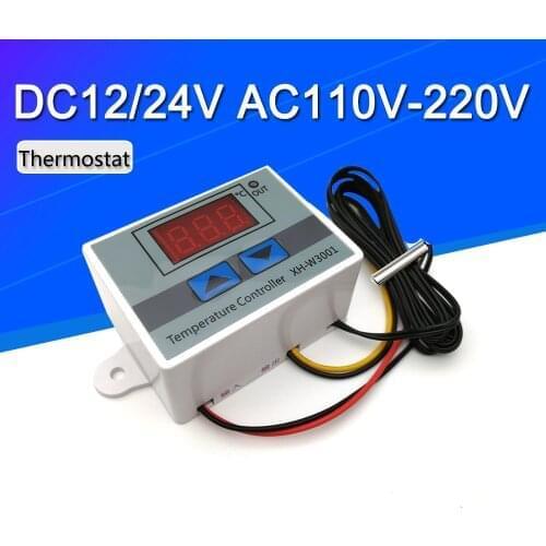 10A 12V 24V 220VAC Digital LED Temperature Controller W3001 For Incubator Cooling Heating Switch Thermostat NTC Sensor