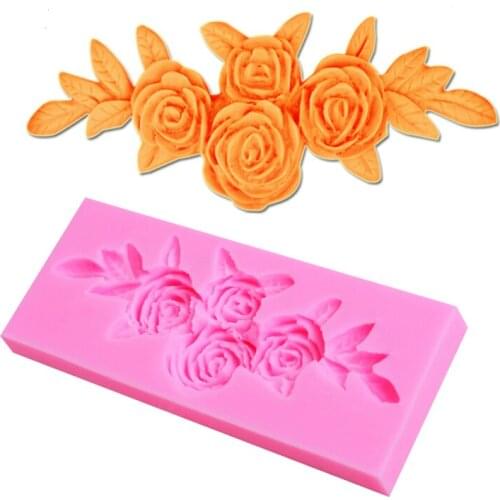 M038 Rose Flower Leaves Silicone Mold for Cake Decorating Tools Sugar Lace Fondant form for Cake Designe Kitchen Bakery