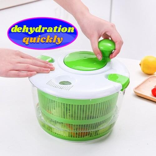 Household Salad Vegetable Dehydrator Fruit Dryer Manual Kitchen Drain Basket 5L Hand-operated Vegetable Washer