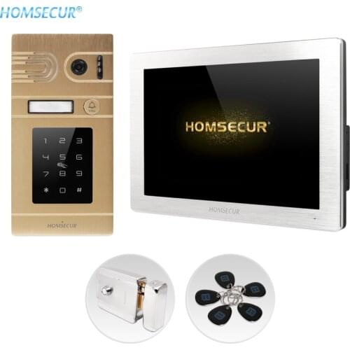 HOMSECUR 4 Wire 7" Video Door Intercom Call System with Password IC Keyfob Unlock IP65 1.3MP Camera Recording Fail Secure Lock