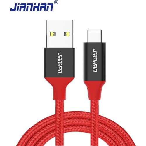 USB Type C Cable 3A Fast Charger JianHan USB C Wire USB 2.0 Charging Strong Braided for Xiaomi Samsugn 5X/6P ZUK LG High Quality