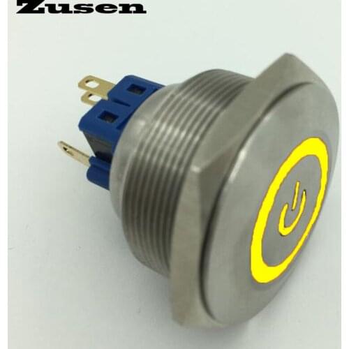Zusen 30mm stainless steel with power and ring illuminated latching push button switch(ZS30F-11ZET/Y/12V/S)