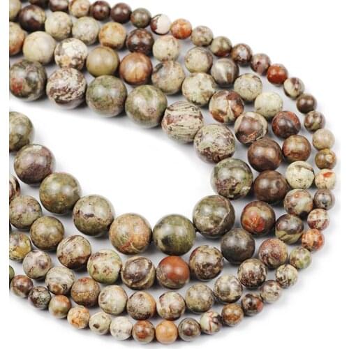 Natural Round Ocean Stone Loose Spacer Charm Ore Beads For Handmade Jewelry Accessories Making DIY Bracelet Earrings 6/8/10/12MM