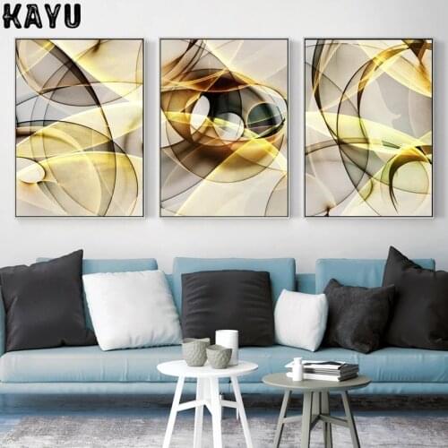 Minimalist Colorful Ink Abstract Yellow Gray Black Canvas Poster Prints Nordic Wall Art Painting Pictures for Living Home Decor