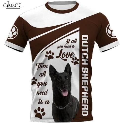 CLOOCL Fashion Mens T-shirt Dutch Shepherd Dog 3D Printed Harajuku Style Clothing Pet Dog Short Sleeve Tees Tops