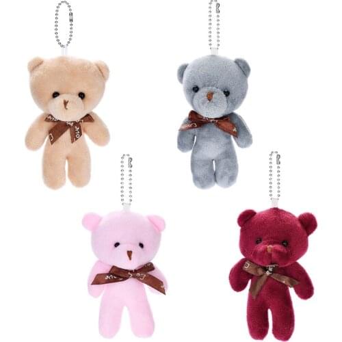 Cartoon Mini Bear Plush Doll Bow Tie Cotton Stuffed Toys Kids Girls Gifts Pendant Decorations for Handbag School Bag