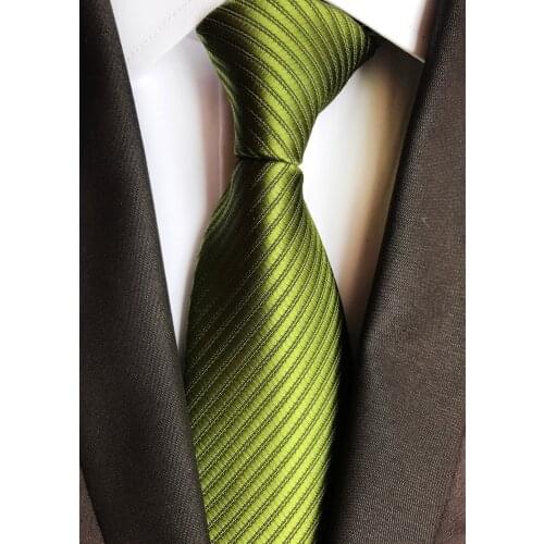 Men Necktie Army Green Unique Striped Ties Cravat