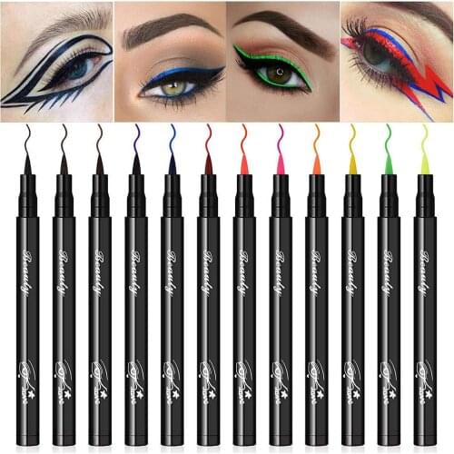 12 Colors Matte Liquid Eyeliners Set Colored Eyeliner Pens Long Lasting Waterproof Smudge-Proof Liquid Eyeliner Pens