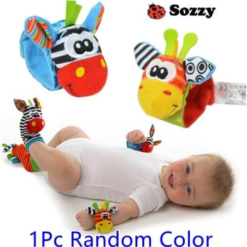1pcs Infant Newborn Socks Rattle Toys Wrist Rattle And Foot Socks Baby Sensory Toys Wrist Socks Animal Cute Cartoon Baby Sock