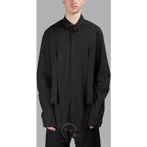 M-6XL! Oversized mens shirts 2019 The new black shirt fashion classic strap design casual jacket custom show mens wear