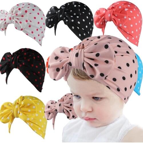 2020 New Bow Hat Children Polka Dot Hat Fashion Boho Style Baby Products Childrens Photo Props Hospital Cap Beanie Hat