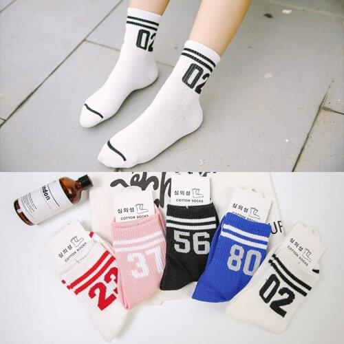 2 double /Autumn and winter are new in tube socks 2 bars comfortable fashion trend digital female socks tide socks students