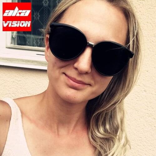 AKA VISION Oval Sunglasses Women 2021 Vintage Cateye Glasses Women Luxury Brand Retro Eyewear Women Big Oculos De Sol Masculino