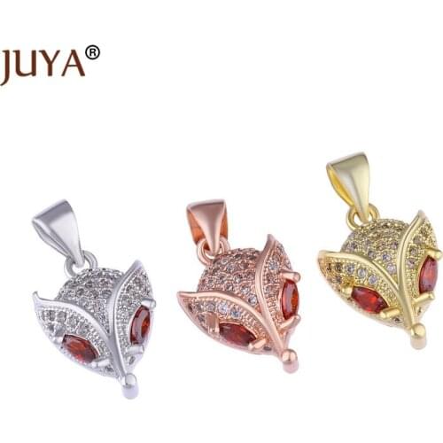 High Quality Copper Metal Micro Pave Zircon Rhinestone Fox Charms Pendants & Beads For Jewelry Making Accessories bedeltjes
