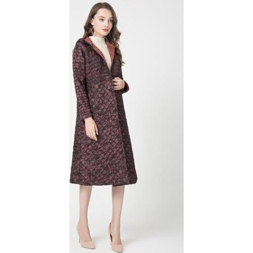 HOT SELLING Miyake fashion Fold Hooded collar long-sleeve single-breasted loose cotton Windbreaker IN STOCK