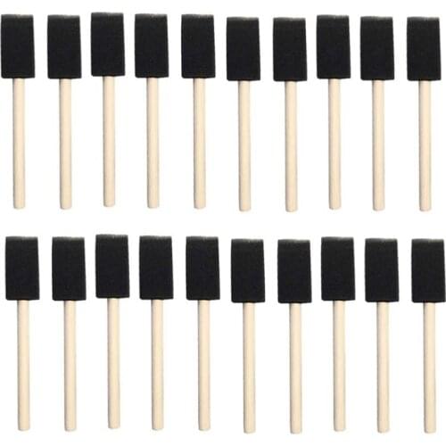 PPYY-60Pcs Small Foam Paint Brush Sponge Foam Brush Painting Set Wood Handle 1 Inch Paint Brushes Tools Painting Set for Kids