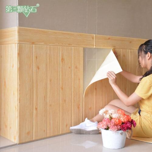 Self-Adhesive 3D Wall Panels Wood Grain Wall Stickers Living Room TV Background Waterproof Sound-Absorbing Home Decor Wallpaper
