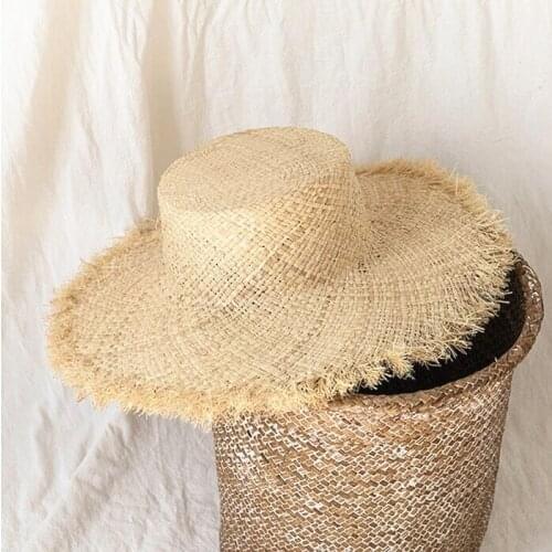 New women casual straw hat Summer Lady korea style fringed raffia cap Sun hat Sunscreen panama cap gorros