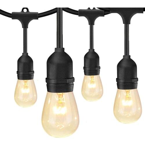 Commercial Grade S14 Fairy String Light With 10/15PCS Edison Filament Bulb Outdoor Garden Villa Cafe Bistro Fairy Garland Light