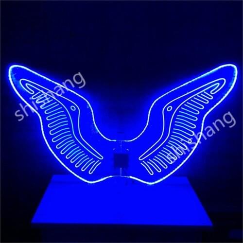 CY07 Men Acrylic LED lights dance wings belly party event women dress ballroom luminous glowing costumes rechargeable battery