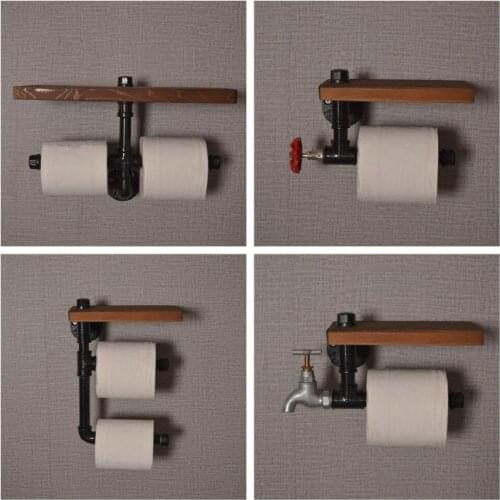 Creative Water Pipe Kitchen Tissue Holder Bathroom Paper Mobile Phone Holder Retro Metal Toilet Towel Rack Home Paper Holder