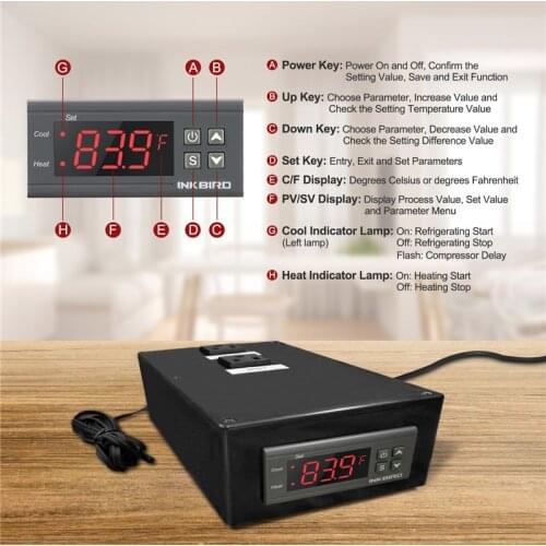 Inkbird ITC-1000 All-Purpose Digital Temperature Controller 220V/12V Thermostat Heating Cooling C/F Display Dual Relay Outputs