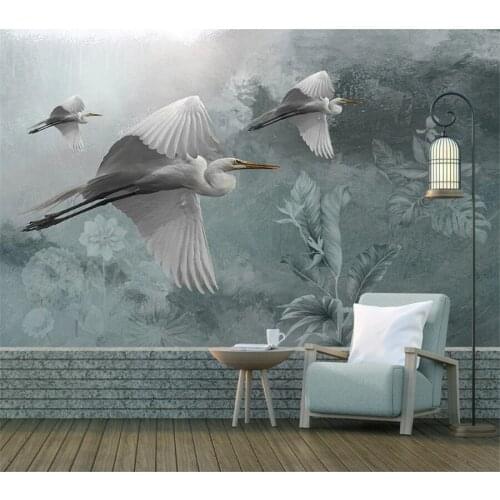 Wellyu Custom wallpaper 3d Nordic modern hand-painted abstract art crane leaf plant bedroom living room background wallpaper
