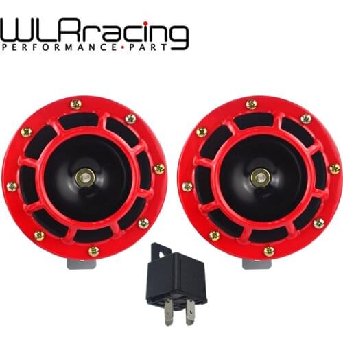WLR RACING - 2pcs 12v 115DB Super Loud Compact Electric Blast Tone Air Horn Kit Universal For Motorcycle and Car WLR-LB31