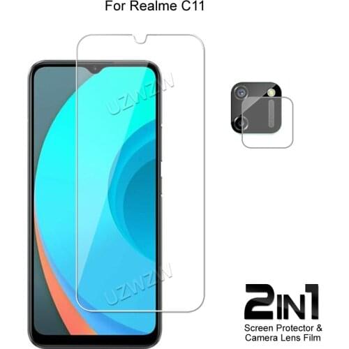 2 in 1 For Realme C11 Camera Lens Film & Screen Protector Guard Protective HD Tempered Glass Explosion Proof Anti-Shock