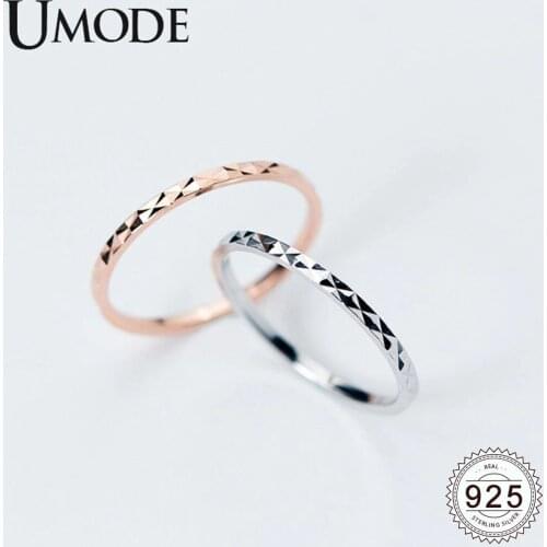 UMODE Korean 925 Sterling Silver Rings Sets Wedding Fine Jewelry for Women Rose White Gold Eternity Rings Accessories ULR0699