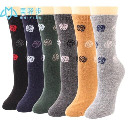 Winter rose wool socks 12 pairs per set thickening keep warm soft and comfortable cashmere socks